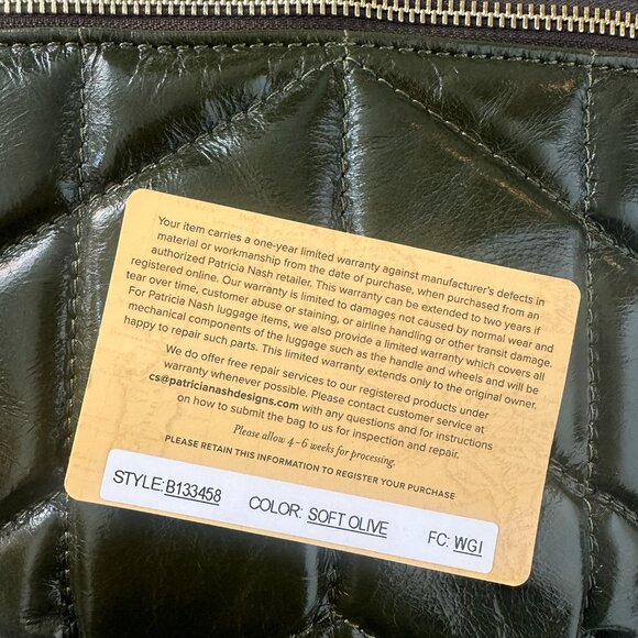 Patricia Nash Tinchi Belt Bag Quilted in Green NWOT - Picture 9 of 9